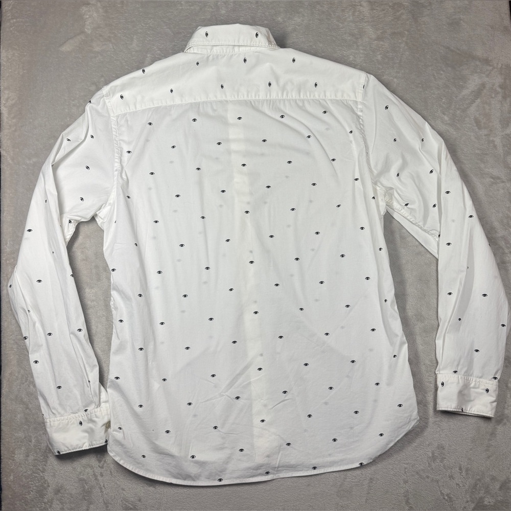 Kenzo Paris White Multi Eye Cotton Poplin Blend Slim Fit Collared Shirt 42-16.5 - Picture 11 of 16